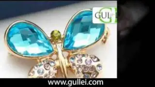 Swarovski Crystals Flower, Butterfly Brooch Pins