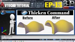 #13   AutoCAD Tutorial Thicken Command Explained in Hindi #sadiqmh #Autocad #Autocad3D