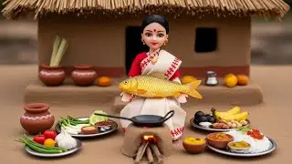 Relaxing Miniature Doll Fish Cooking ASMR 🐟🍳 | Tiny Indian Village Kitchen