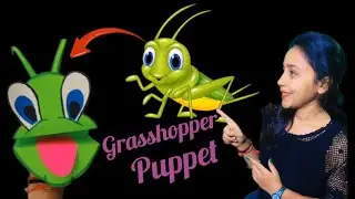 how to make a grasshopper hand puppet|paper grasshopper #papercraft #puppet #paperpuppet #craft