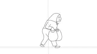 Old lady walk cycle animation