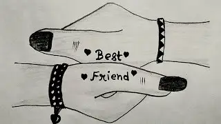 how to draw best friends holding hands, how to draw best friends holding hands easy, best friend