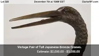 Vintage Pair of Tall Japanese Bronze Cranes.