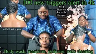 ASMR ✨FAST UPPER BODY WASH MASSAGE,FACIALS,MANICURE,PEDICURE,NAILS,SCALP MASSAGE,EAR CLEANING, E.T.C