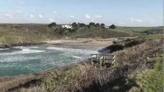 Poldhu cove Cornwall, waves on a windy spring day - 17 February 2013