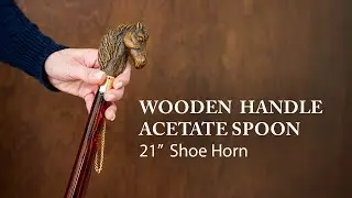 FootFitter: 21&rdquo; Tortoiseshell Spoon Shoe Horn with Wooden-Style Handle