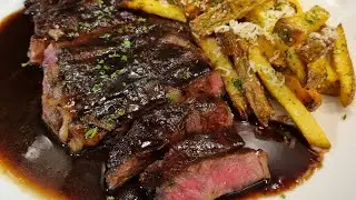 Steak Frites Recipe STEAK & FRIES- Wagyu Rib-eye Steak Perigord Sauce & Truffle Parmesan Fries