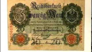 1914 20 Mark Reichsbanknote Germany Old Paper Money Currency in HD