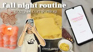 cozy fall night routine 🍂🤎 cooking, skincare, reading webtoon, at home autumn night routine etc.