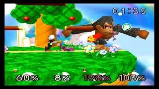 SSB64 Debug Menu - Luigi vs Poly C Falcon vs Giant DK vs Poly Ness