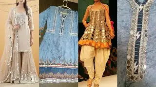 Mirror work lace design on dresses Eid dress design #trending #eiddressesideas