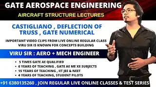 Castigliano  based DEFLECTION of truss numerical GATE question | Aircraft Structure | GATE AEROSPACE