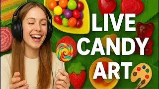 Live ASMR Candy Unboxing + Edible Art in a Leaf-Shaped Tray! 🍫🍬🎨