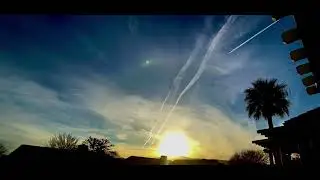 Solar halo, sun dogs (parhelia), cirrus streaming