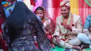 Muslim wedding: bride and groom meeting and farewell