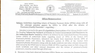 Return of Pension Payment Order (PPOs)andPension Papers by CPPCs to CPAO after the demise of Pension