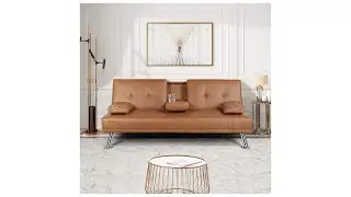 Adjustable Sleeper Sofa with Armrest Cup Holder Recliner Couch Loveseat Living Room Furniture Brown