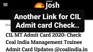 CIL Admit card Download | please check in given link | Coal Indial Limited Admit card by JAGRAN JOSH