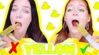 ASMR Yellow Food Eating Jello Shooter Race 디저트 먹방