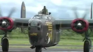 B-17, B-24, B-25 startup, taxi and takeoff from AST
