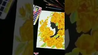 A girl painting with flower petals| acrylic painting girl with flowers #shorts #youtubeshorts #girl