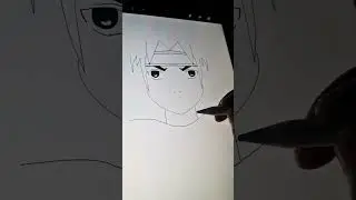 How to draw Sasuke Uchiha from Anime//Outline drawing using Tab😜#ytshorts #animeeart #sasuke