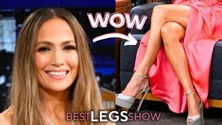 Jennifer Lopez Stuns with Crossed Legs & Sheer Pantyhose | Leggy Glamour in Hot Dress