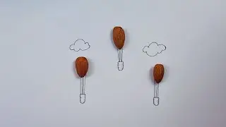 How to draw balloons with a pen and almonds | Creative Sketch with Almond Kernels