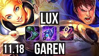 LUX vs GAREN (MID) | 14/1/9, 6 solo kills, 1100+ games, 1.3M mastery | BR Grandmaster | v11.18