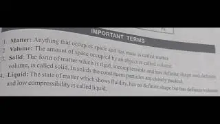Important Terms! Matter, volume, solid and liquid