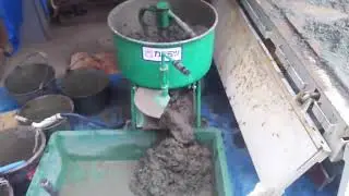 Japanese work making mortar with mixer