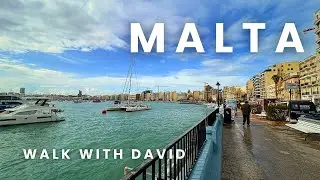 🇲🇹 Malta Walking Tour | Sliema and St Julian’s Promenade cafes | 4K 60fps HDR