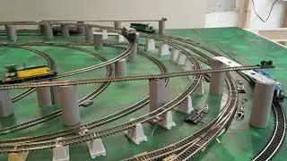 Ten crazy HO gauge engines on a 5x9 layout