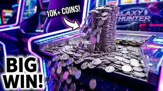 We WON 10,000+ Coins on Galaxy Hunter Coin Pusher! Arcade Strategy That ACTUALLY Works Round1