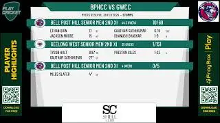 Bell Post Hill Senior Men 2nd XI v Geelong West Senior Men 2nd XI