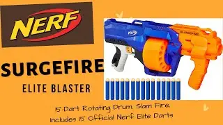 Nerf SurgeFire Elite Blaster &ndash; 15-Dart Rotating Drum, Slam Fire, Includes 15 Official Nerf Darts