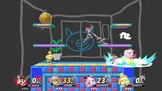 Super Smash Bros Ultimate Battles: Dr. Mario vs. Female Corrin vs. Jigglypuff vs. Isabelle