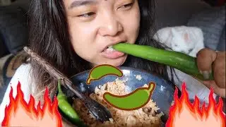 Nepali mukbang: First time eating massive raw pepper + veg Fried rice