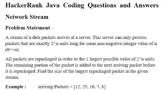 HackerRank Java Coding Question - *Network Stream* & Answer 