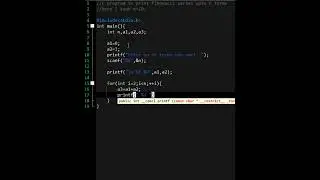 print fibonacci series upto n numbers -c programming #shorts #programming  #ytshorts #youtubeshorts