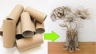 Łatwy Wazon DIY z Rolek po Papierze Toaletowym / Rękodzieło z Papieru