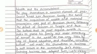 Theme on Wealth and Its Consequences of All My Sons. English Compulsary Class B.A Sem 5th.