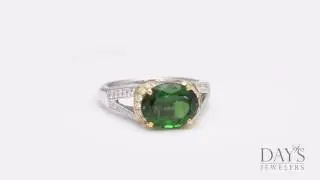 Philip Zahm Green Tourmaline Ring in 18kt White Gold with Diamonds (3/8ct tw)
