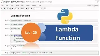 Python Tutorial - 20 | Anonymous Functions | Lambda Functions | Python Tutorial for Beginners