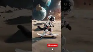 Cat Rides Skateboard on the Moon! 🌕🐾 #CatOnTheMoon #SkateboardingCat #MoonAdventures #Shorts #fyp
