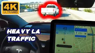 Tesla Autopilot in Heavy LA Traffic | 4K