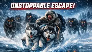Husky vs Black Wolf: A terrifying chase in the ice and an incredible survival strategy! ❄️🪓