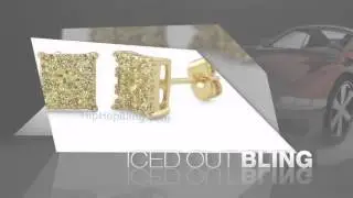 Square Cluster CZ Lemonade Bling Bling Earrings