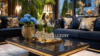Elegant Martha Stewart New Year&rsquo;s Eve | Navy & Gold Living Room with Opulent Modern Charm ✨🏡