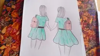 How to draw best friend drawing step by step tow friend easy drawing tutorial 